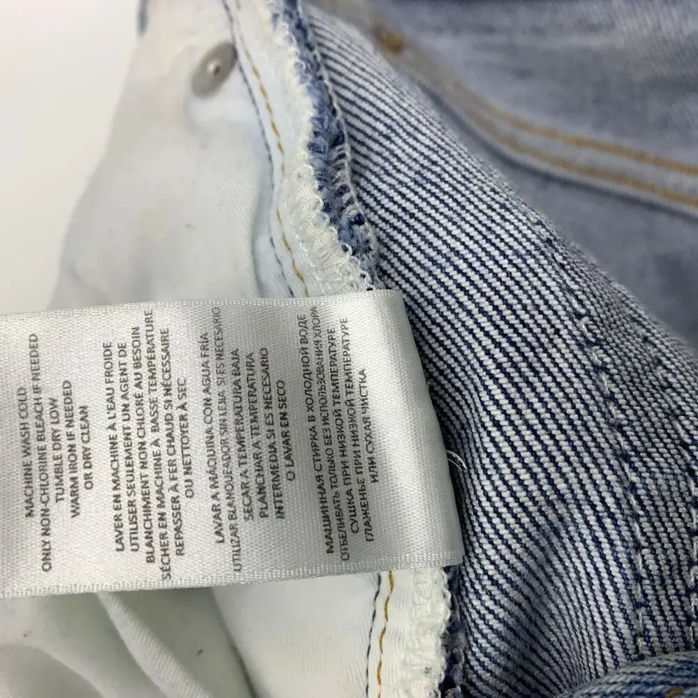 Re/Done 70's Stove Pipe High Rise Straight Jean Womens 24 Medium Wash Distressed